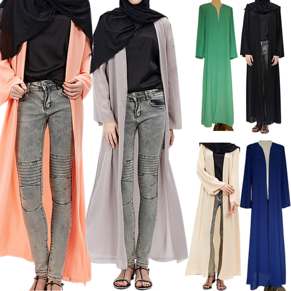 2017 Fashion Women Muslim Cardigan Turkish Dubai Clothing Long Coat Outwear Tops H9