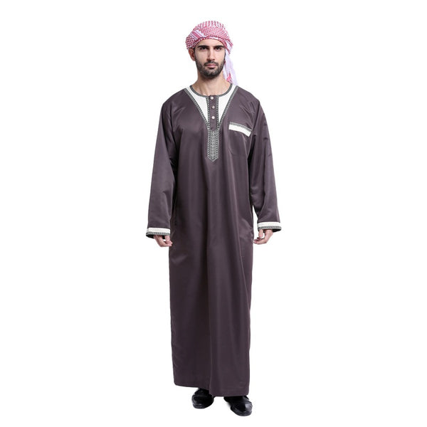 5 Color Men Saudi Style Thobe Thoub Abaya Robe Daffah Dishdasha Islamic Arab Kaftan New Muslim Clothing For Men S1