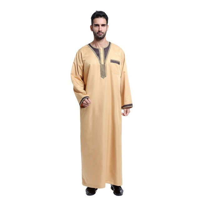 5 Color Men Saudi Style Thobe Thoub Abaya Robe Daffah Dishdasha Islamic Arab Kaftan New Muslim Clothing For Men S1