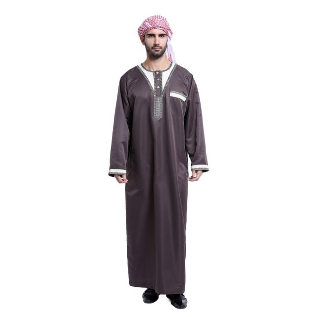 5 Color Men Saudi Style Thobe Thoub Abaya Robe Daffah Dishdasha Islamic Arab Kaftan New Muslim Clothing For Men S1