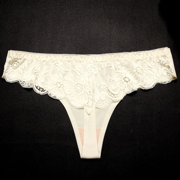 Women Lace Panties Sexy T-back Low Waist Seamless Thongs Breathable Transparent Underwear Temptation Lingerie