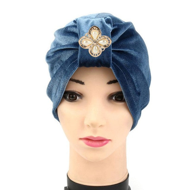 New Arrival 1PC Women Velvet Diamonds Muslim Ruffle Cancer Chemo Hat Beanie Scarf Turban Head Wrap Cap