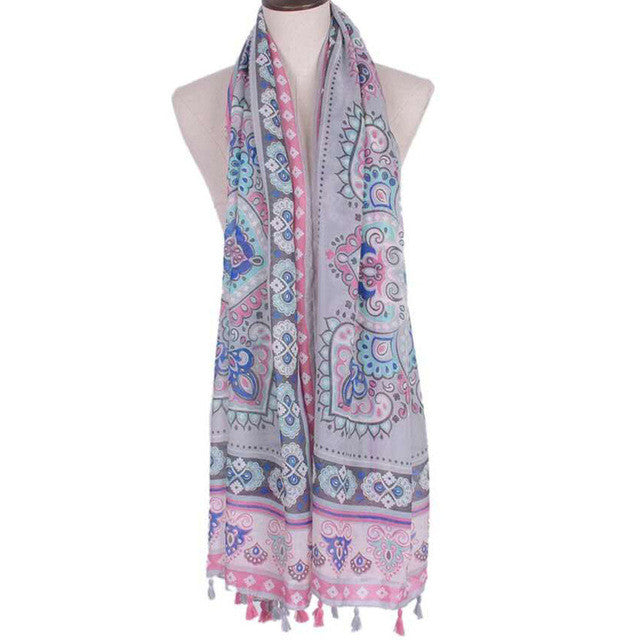 Scarf Women Fashion Printed Satin-Silk Square Scarf Shawl  Fashion Tassel hijab wrap muslim Multicolor Winter Scarf