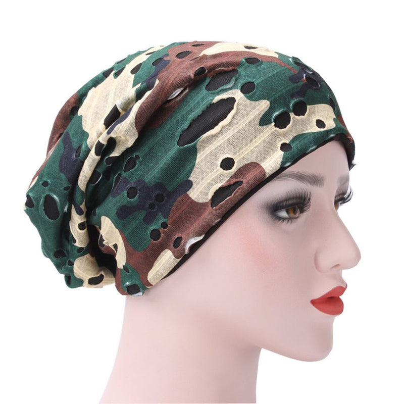 2017 New Arrival Winter Women India Hat Muslim Ruffle Cancer Chemo Hat Beanie Scarf Turban Head Wrap Holes Cap