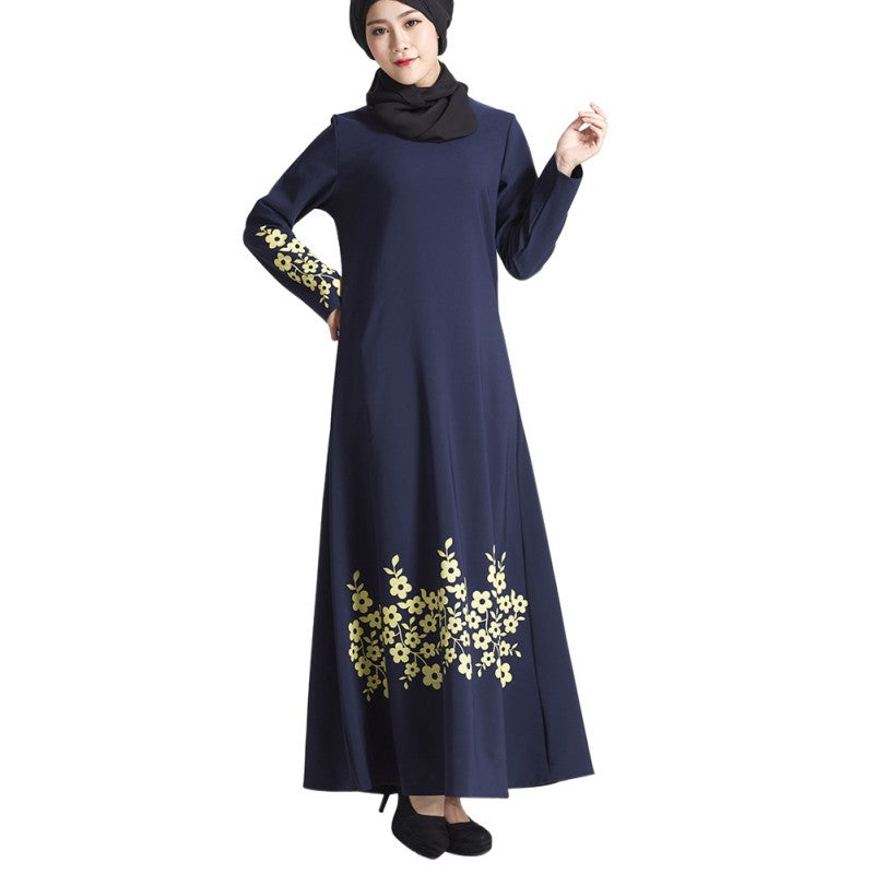 Fashion Muslim Dresses Malay Indonesian Floral Print Dress Adult Musulmane Women's Robe Clothing YY89